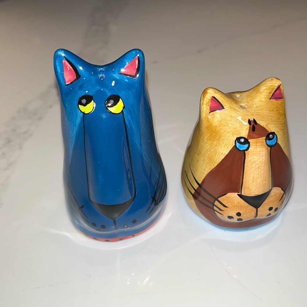 Candace reiter hand painted ceramic salt and pepper shakers